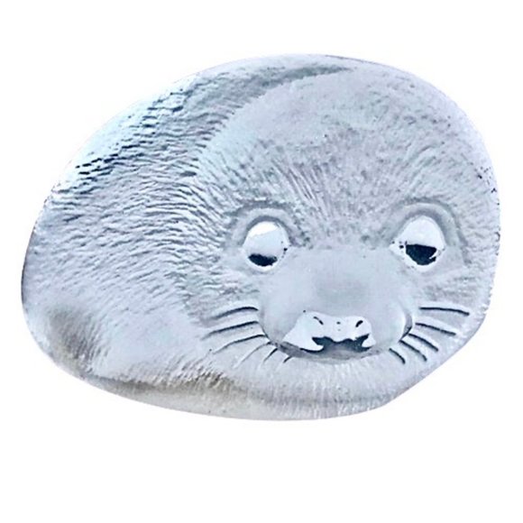 Crystal Seal Figurine MATS JONASSON SWEDEN AVintage art Glass Signed & Sticker - Picture 3 of 13